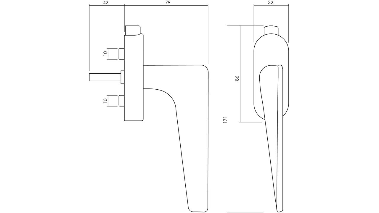Olivari raamkruk afsluitbaar Twist + ovaal rozet 87x32x18mm, stift 7x42mm Antraciet mat titaan PVD