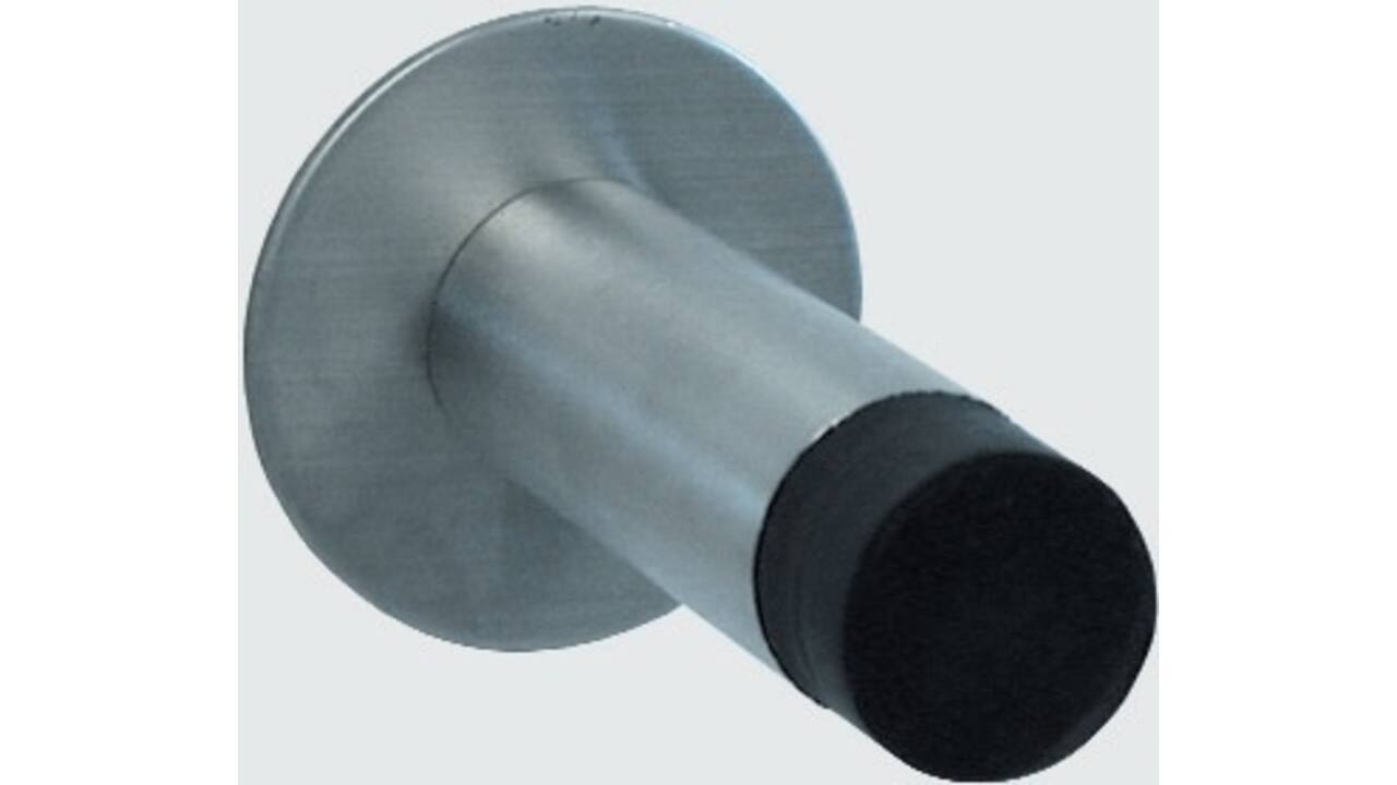 Deurbuffer met achterplaat 53x2mm met stootbuffer zwart rond 25x15mm L=82mm