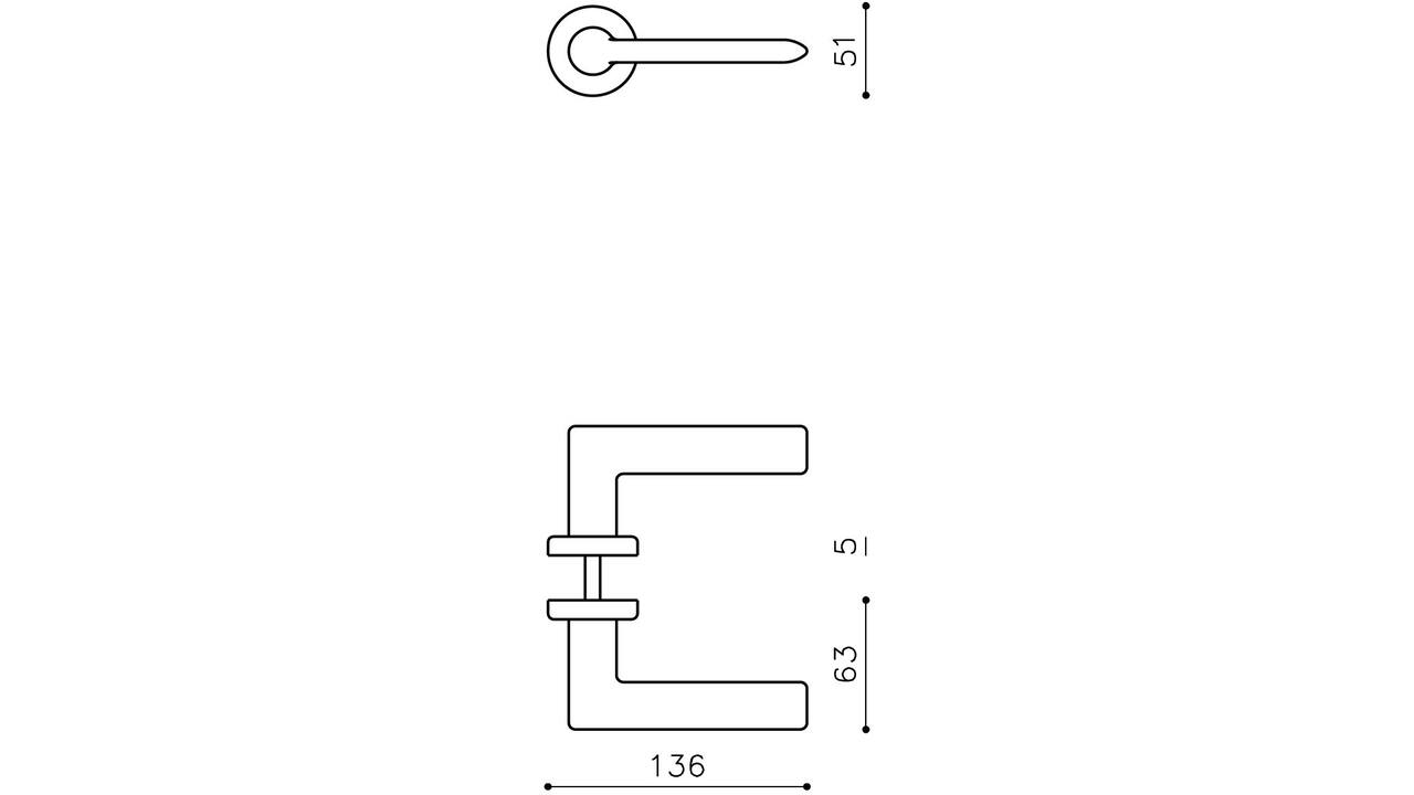 Olivari deurkruk Tecno + ronde geveerde rozet 51x5mm met nokken en doorgaande bevestiging Chroom