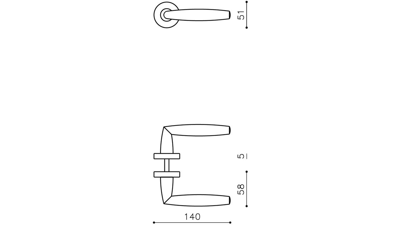 Olivari deurkruk Aurelia + ronde geveerde rozet 51x5mm met nokken en doorgaande bevestiging Chroom