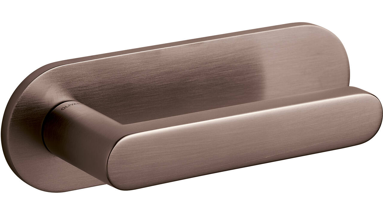 Olivari Deurkruk Link + ovaal geveerd schild 162x51mm met doorgaande bevestiging Brons mat titaan PVD