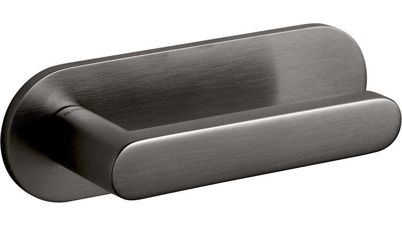 Olivari Deurkruk Link + ovaal geveerd schild 162x51mm met doorgaande bevestiging Antraciet mat titaan PVD