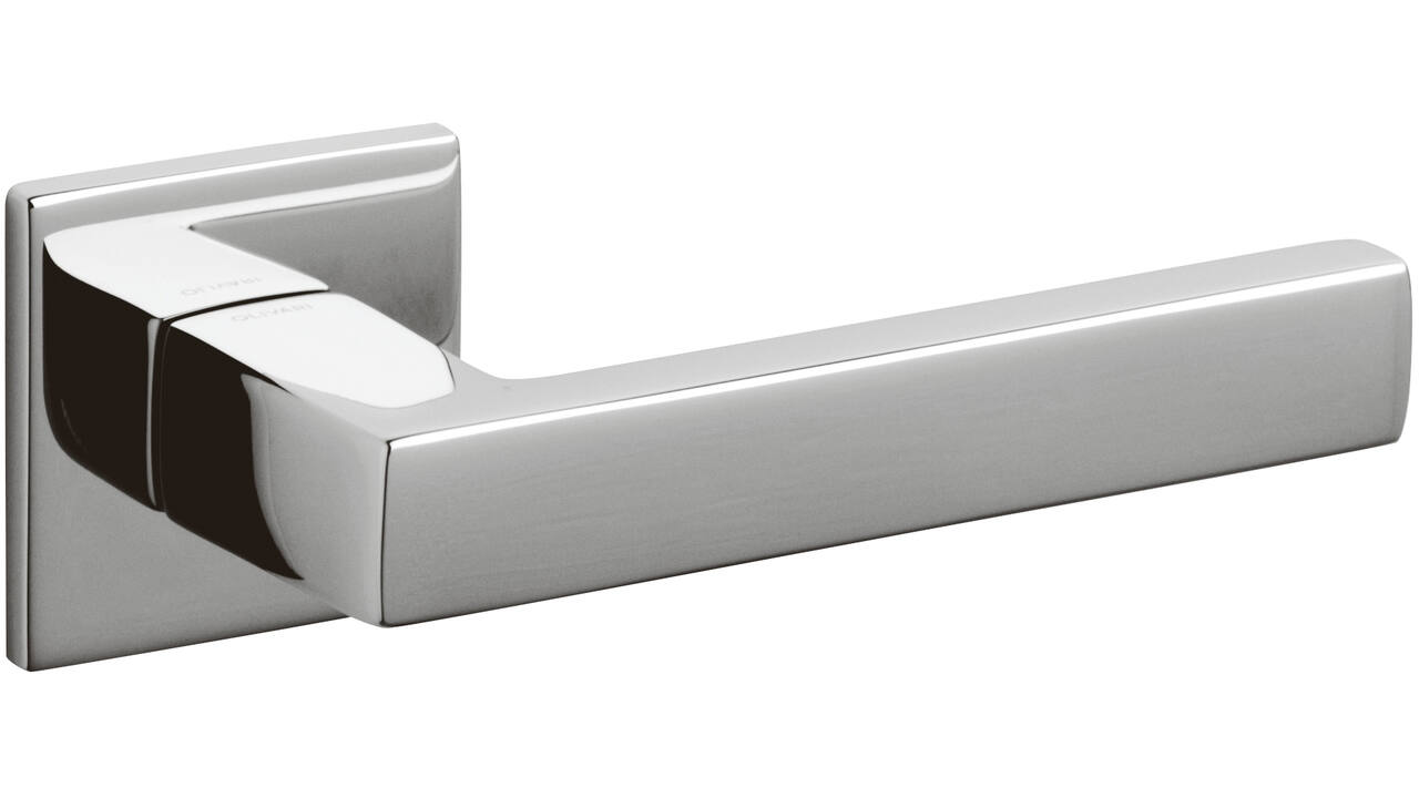 Olivari deurkruk Planet Q + vierkant geveerde rozet 51x5mm met nokken en doorgaande bevestiging Chroom