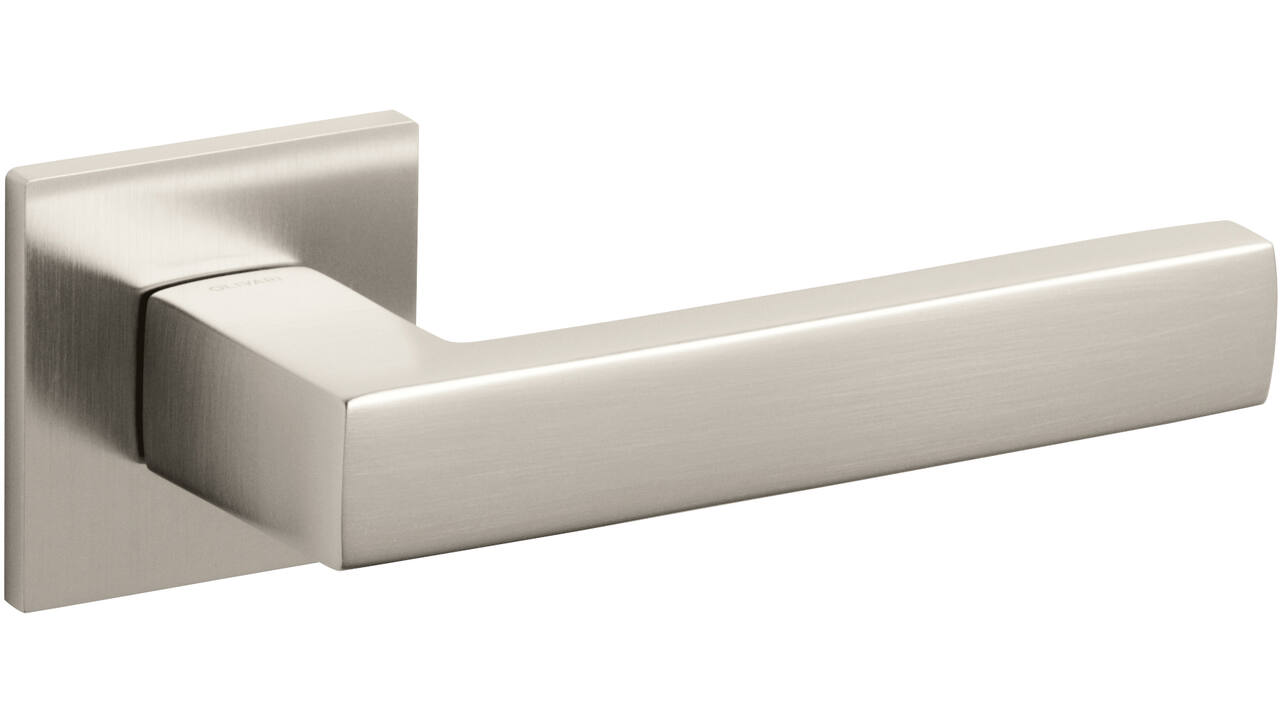 Olivari deurkruk Planet Q + vierkant geveerde rozet 51x5mm met nokken en doorgaande bevestiging Nikkel mat titaan PVD