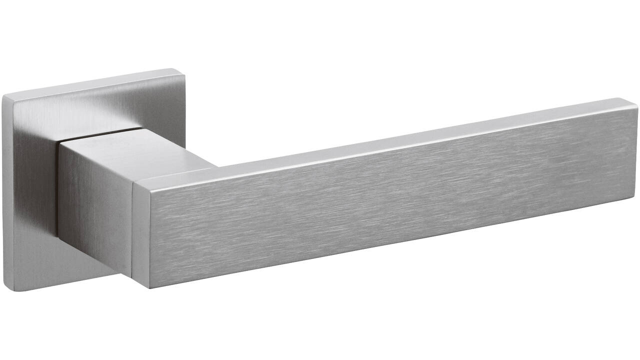 Olivari deurkruk Diana + vierkant geveerde rozet 51x5mm met nokken en doorgaande bevestiging Chroom mat