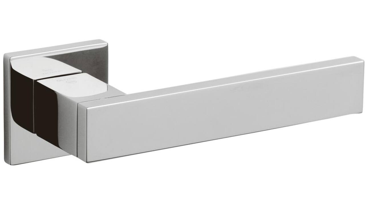 Olivari deurkruk Diana + vierkant geveerde rozet 51x5mm met nokken en doorgaande bevestiging Chroom
