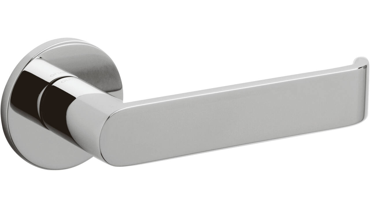 Olivari deurkruk Beta + ronde geveerde rozet 51x5mm met nokken en doorgaande bevestiging chroom