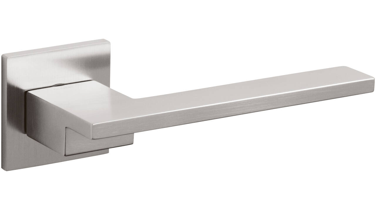 Olivari deurkruk Living + vierkant geveerde rozet 51x5mm met nokken en doorgaande bevestiging RVS mat titaan PVD