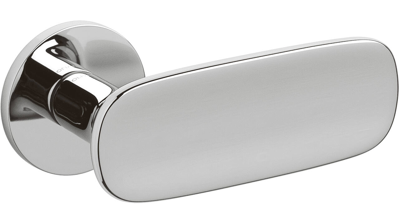 Olivari deurkruk Conca + ronde geveerde rozet 51x5mm met nokken en doorgaande bevestiging Chroom