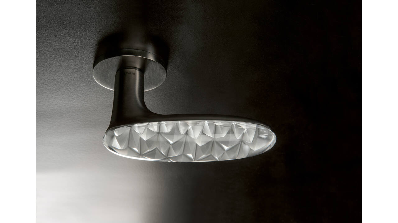 Olivari deurkruk Crystal Diamond + rond geveerde rozet 51x5mm Antraciet mat titaan PVD + diamond