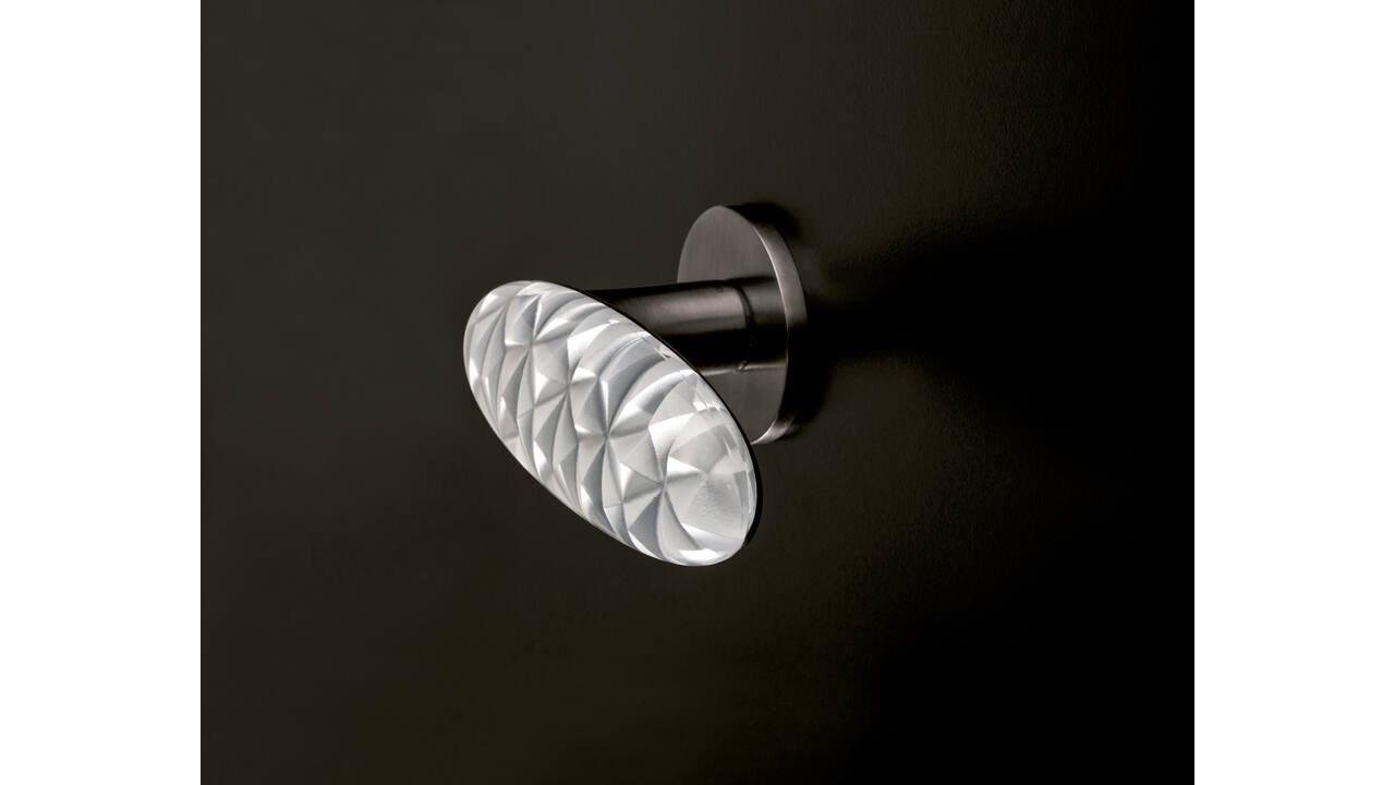 Olivari deurkruk Crystal Diamond + rond geveerde rozet 51x5mm Antraciet mat titaan PVD + diamond
