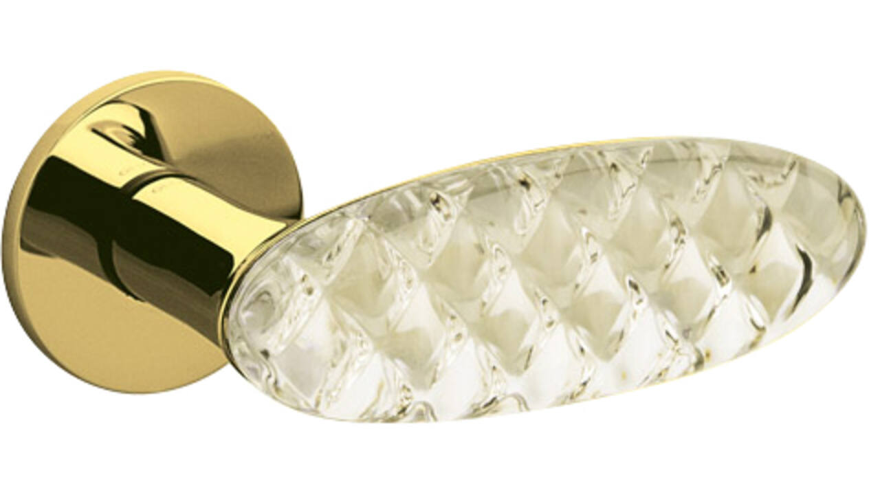 Olivari deurkruk Crystal Diamond + rond geveerde rozet 51x5mm Messing titaan PVD + diamond