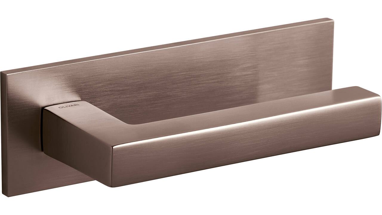 Olivari Deurkruk ABC + rechthoekig geveerd schild 162x51mm met doorgaande bevestiging Brons mat titaan PVD