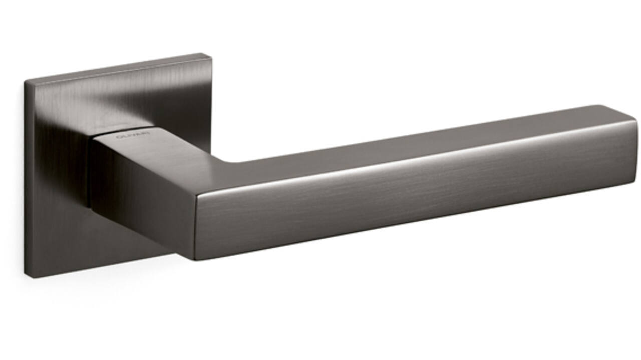 Olivari deurkruk ABC + vierkant geveerde rozet 51x5mm met nokken en doorgaande bevestiging Antraciet mat titaan PVD