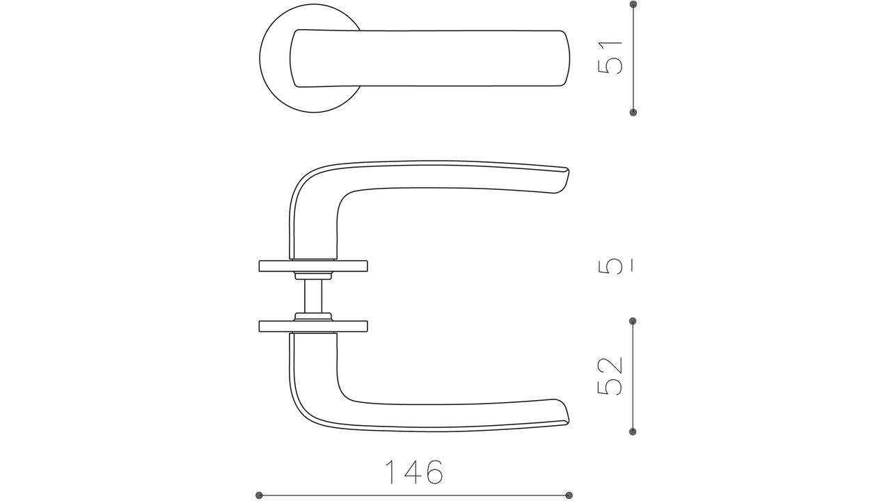 Olivari deurkruk Diva + ronde geveerde rozet 51x5mm met nokken en doorgaande bevestiging Brons mat titaan PVD