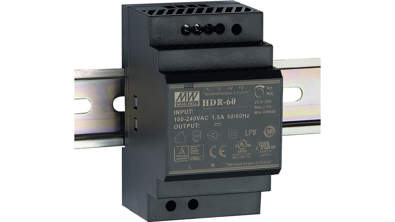 Voeding 24 V voor montagerail 230 V AC / 24 V DC, 2.5 A