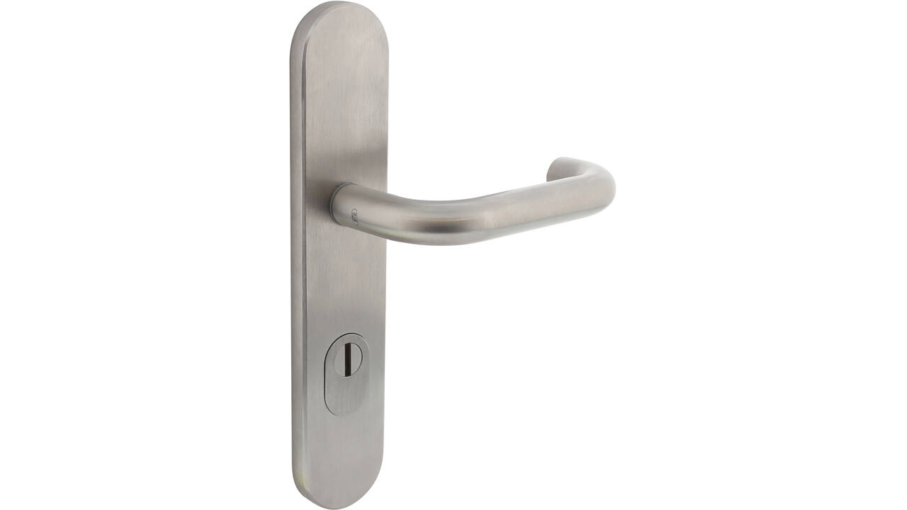 Veiligheids-buitenschild RVS 50x250x12mm SKG*** afgerond PC92 met kerntrekbeveiliging