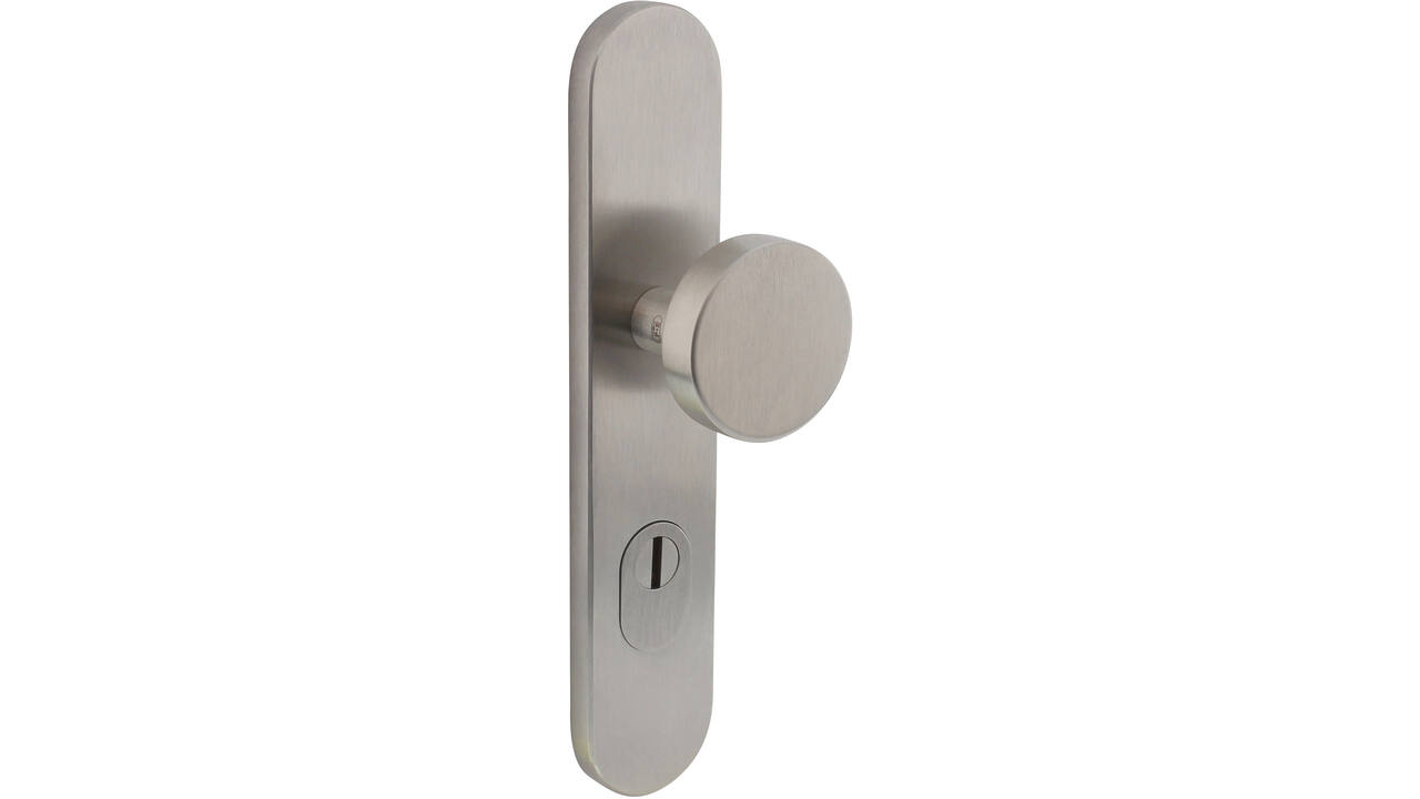 Veiligheids-buitenschild RVS 50x250x12mm SKG*** afgerond Q-PC92 met kerntrekbeveiliging
