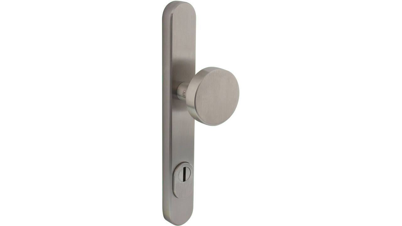 Veiligheids-buitenschild RVS 35x250x15mm SKG*** afgerond Q-PC72 met kerntrekbeveiliging