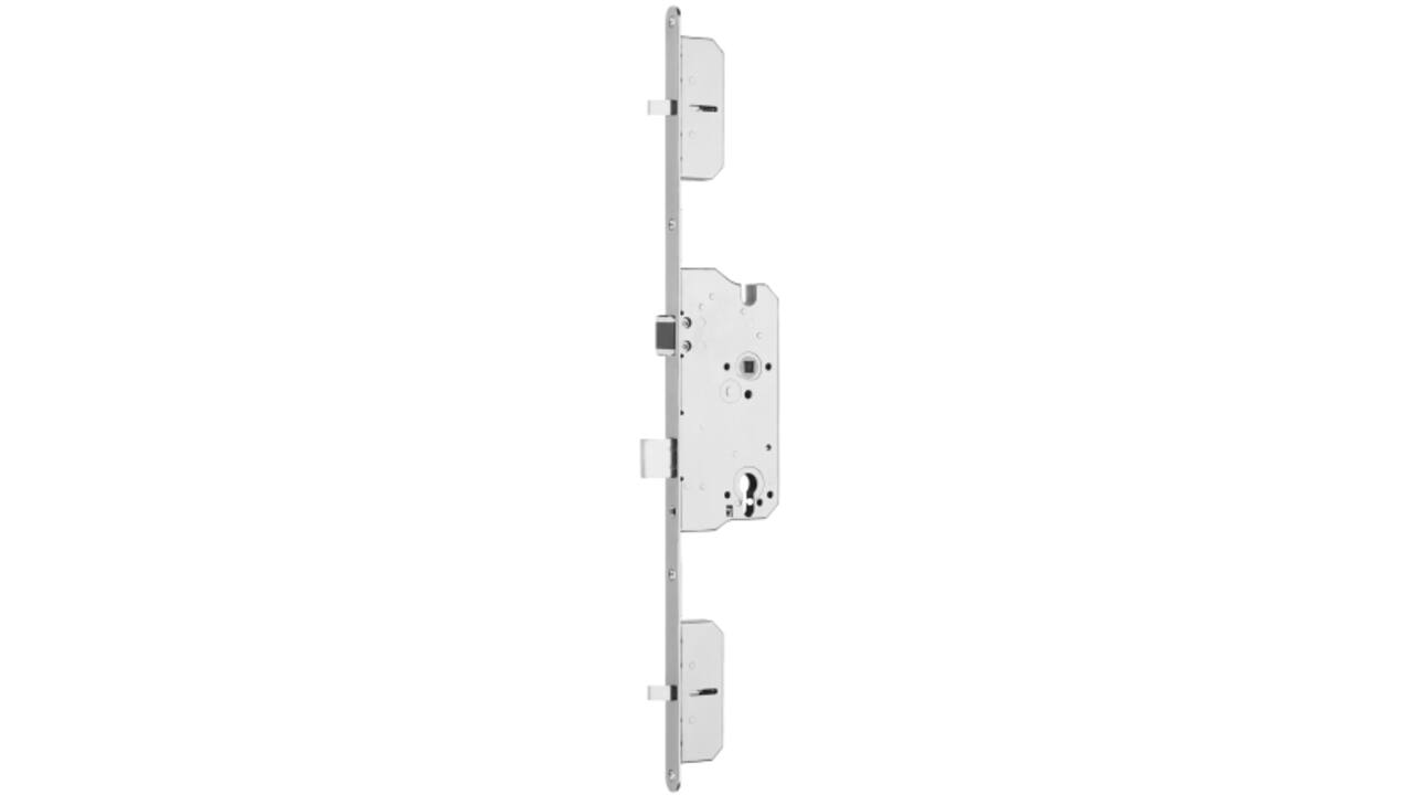 4-punts veiligheid dag- en nacht meerpuntsvergrendeling PC78 met een 8mm krukgat doornmaat 60mm met een roestvast stalen voorplaat 20x1788mm DIN LS. Eenvoudige en soepele werking via de wissel van de cilinder.  De omkeerbare comfortvergrendeling garandeert een geruisloze vergrendeling in de sluitplaat. Met deze solide constructie, de geharde hoofdschoot en de twee geharde extra bijzet schoten kunnen deursystemen tot weerstandsklasse RC3 worden gebouwd. Het slot is goedgekeurd voor brandwerendheids- en rookwerendheidstests volgens EN1634.