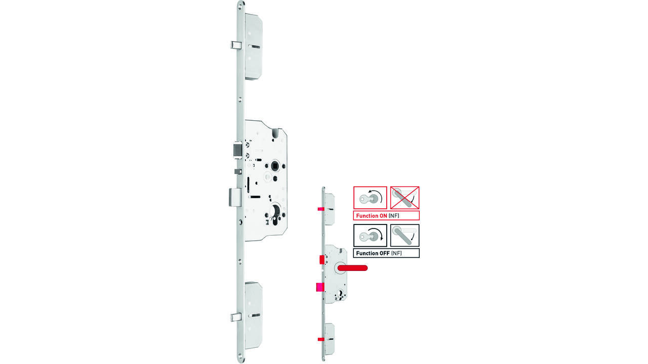 zelfvergrendelend 4-punts paniekslot E+ met nachtfunctie PC 72 RVS VPL.20x1744mm DM 65mm/Krukgat 9mm Din LS