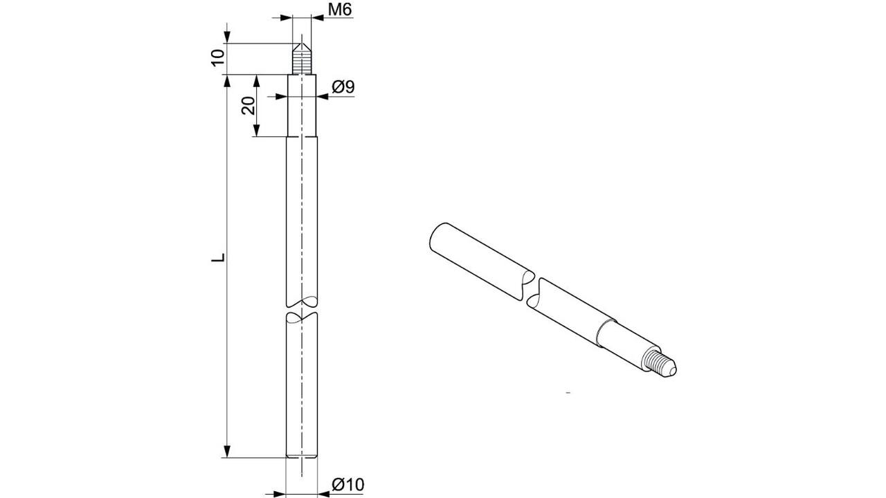 Espagn.onderstang 1487x10mm m 6 massief
