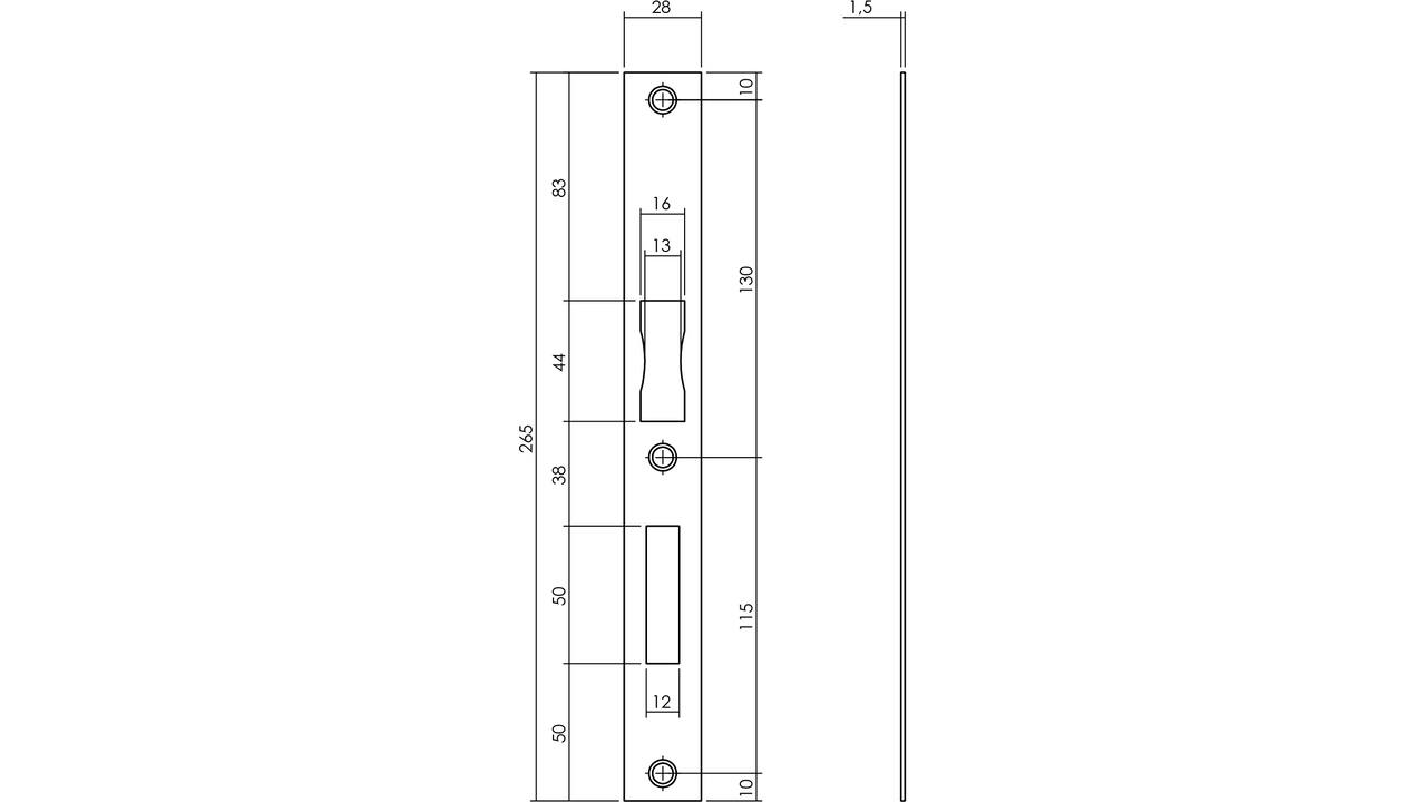 Sluitplaat 265x28  D+N vlak 4000 serie