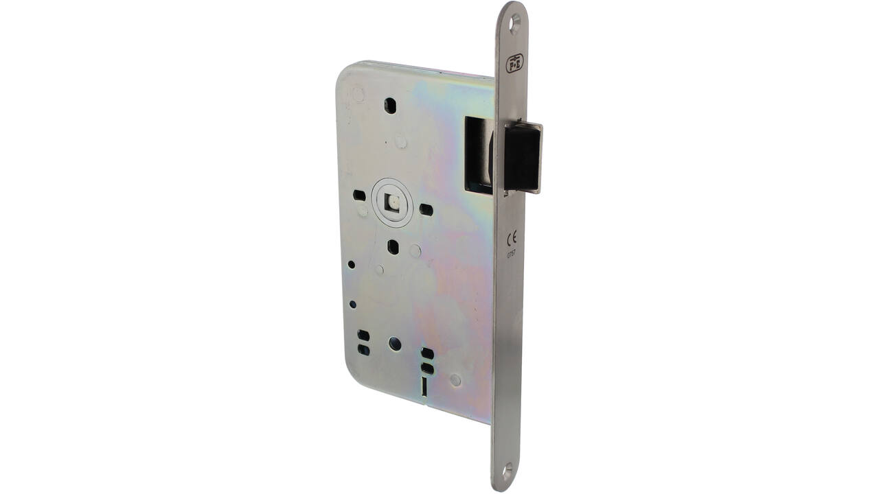Loopslot doornmaat 60mm met 8mm krukgat en delrin glijschoot voorzien van RVS voorplaat afgerond 25x235mm Din RS