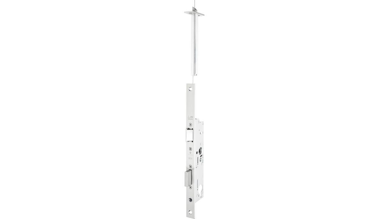 D+N smal veiligheidsslot doornmaat 50mm PC92 met extra bovensluiting DIN L / DIN R bruikbaar. Goed gekeurd volgens EN 1634-1 tot 3. Inbraakwerend tot klasse RC2 realiseerbaar in geschikte deursystemen.