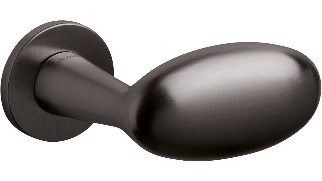 Olivari gatdeel Blindo rechts wijzend + rond rozet 51x5mm Antraciet mat titaan PVD