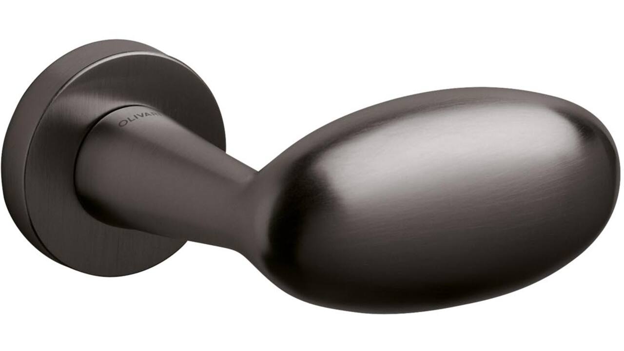 Olivari gatdeel Blindo Links wijzend + rond rozet 51x5mm Antraciet mat titaan PVD