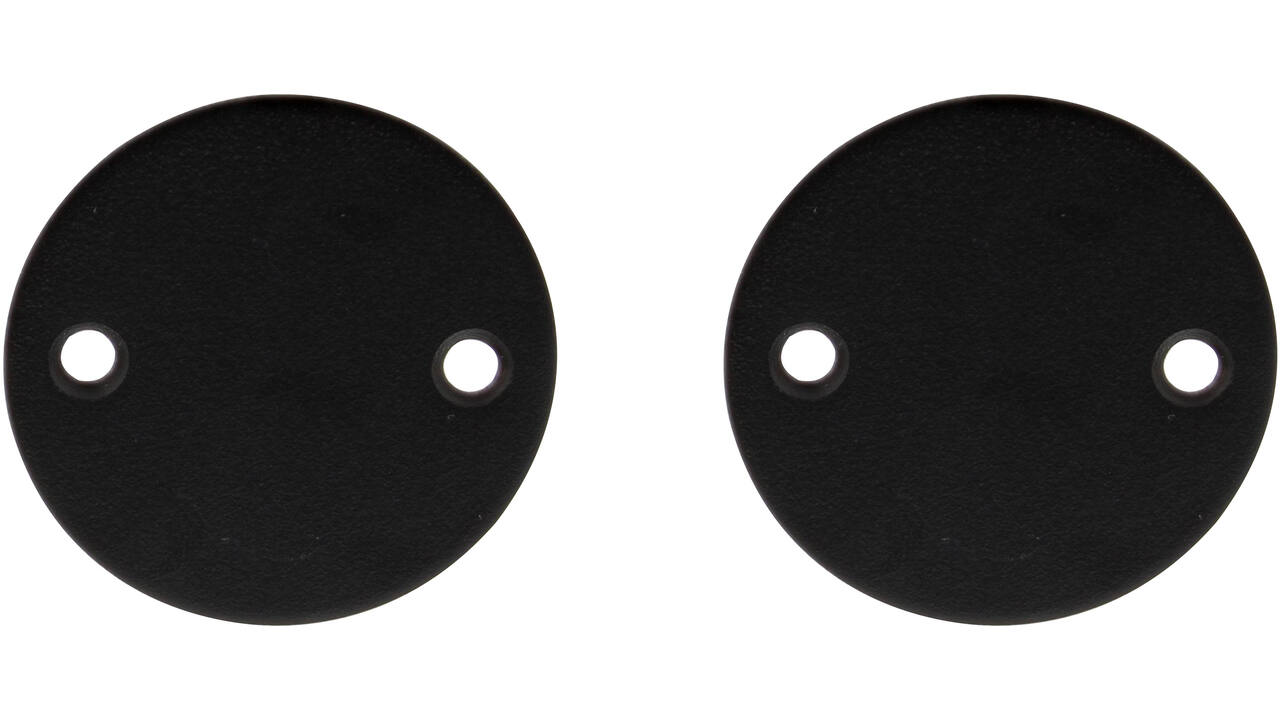 Rozet Blind Ø55x2mm ZWART met 2 schroefgaten voor M4 h.o.h. 38mm