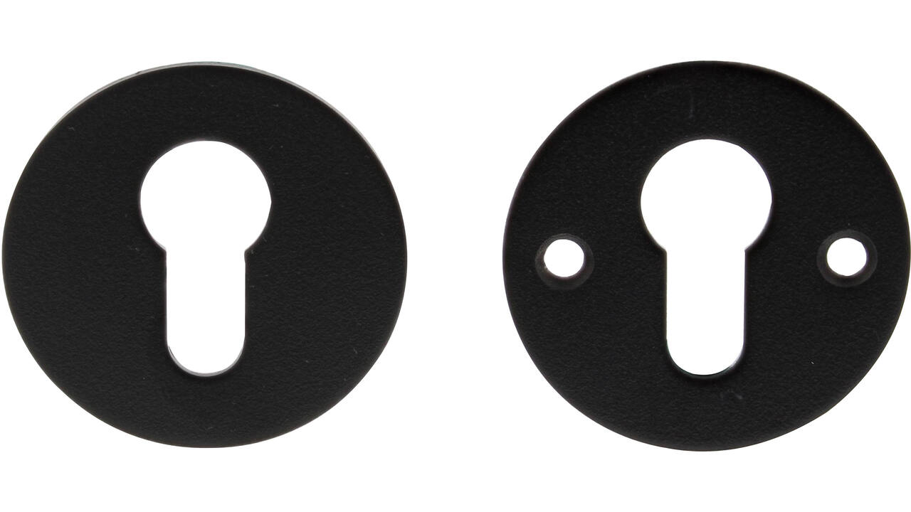 Rozet PC Ø55x2mm ZWART met 2 schroefgaten voor M4 h.o.h. 38mm
