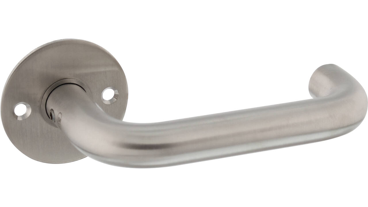 Deurkruk Gatdeel, D-model Ø18mm voor 8mm stift, vastdraaibaar op rozet Ø55mm met 2 schroefgaten h.o.h 38mm