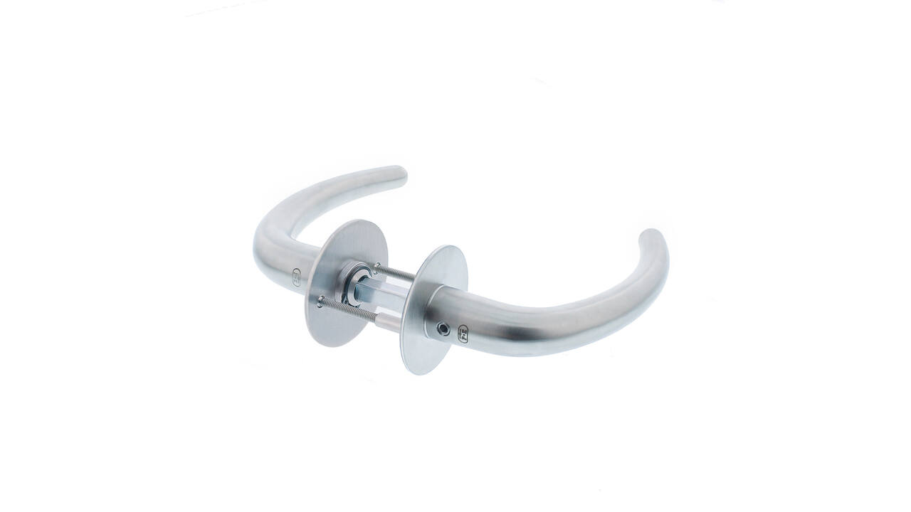 Deurkruk Sabel model met 8mm stift, vastdraaibaar op rozet Ø55mm