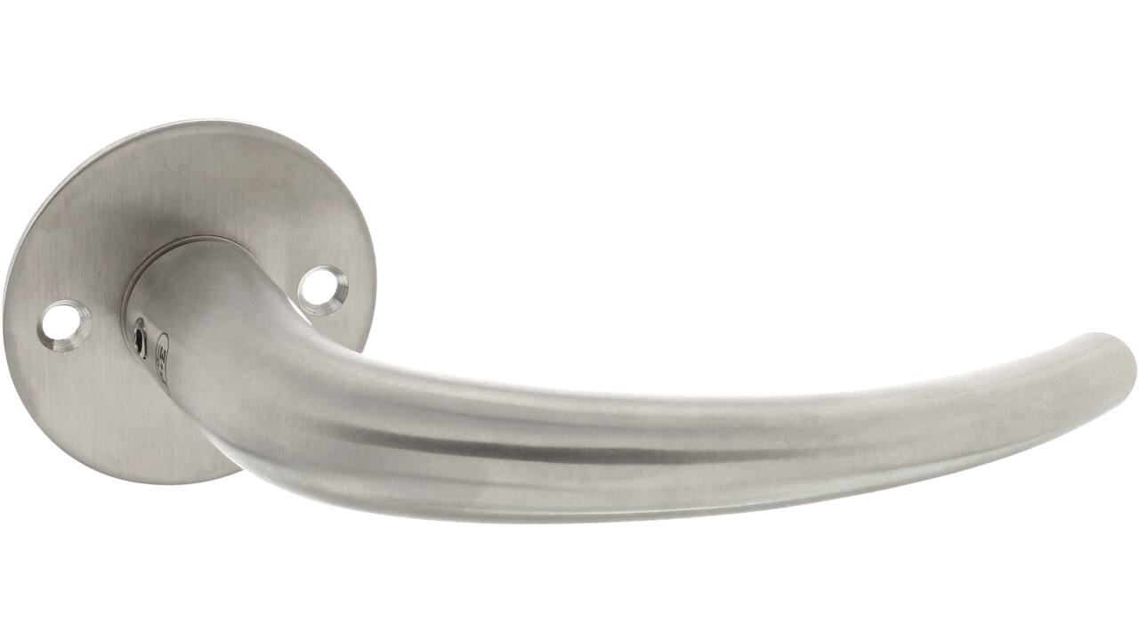 Deurkruk Gatdeel, Sabel model voor 8mm stift, vastdraaibaar op rozet Ø55mm met 2 schroefgaten h.o.h 38mm