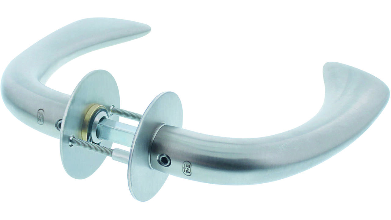 Deurkruk model "Erick" met 8mm stift, vastdraaibaar op rozet Ø55mm