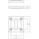 Sleutelrozetten 38x38x5mm messing getrommeld