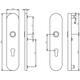 SKG3 veiligheidsschilden ovaal verdekt 252x54mm profielcilindergat 72mm messing getrommeld