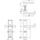 Deurkruk Hera op schild rechthoekig 245x45mm wc 78/8mm PVD messingkleur