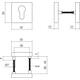 Cilinderrozetten verdekt 50x50x10mm met nokken zwart