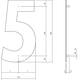Huisnummer 5 XL 300mm structuur zwart