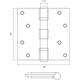 Kogellagerscharnier recht 3,5" (89x89x2,5mm) CE rvs zwart