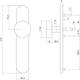 Knopschild ovaal verdekt 219x41x8mm met nokken en vaste knop plat blind rvs