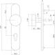 Knopschild ovaal verdekt 219x41x8mm met nokken en vaste knop plat profielcilindergat 55mm rvs