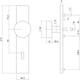 Knopschild rechthoekig verdekt 219x41x8mm met nokken en vaste knop plat sleutelgat 56mm rvs
