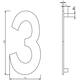 Huisnummer 3 150mm rvs