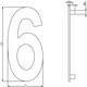 Huisnummer 6 150mm rvs