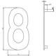 Huisnummer 8 150mm rvs
