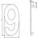 Huisnummer 9 150mm rvs